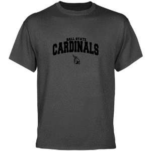  Ball State Cardinals Charcoal Logo Arch T shirt: Sports 