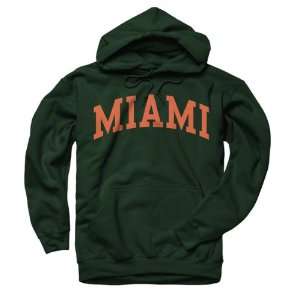  Miami Hurricanes Dark Green Arch Hooded Sweatshirt: Sports 
