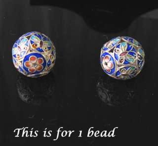 BUTTERFLY 1 Fine SILVER CLOISONNE 19mm Round BEAD 10285  