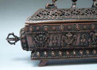 Old Tibetan 8 Auspicious Symbols Incense Burner Censer  