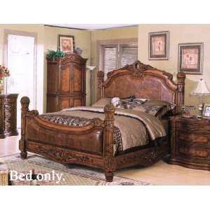  California King Size Bed with Dark Brown Leather