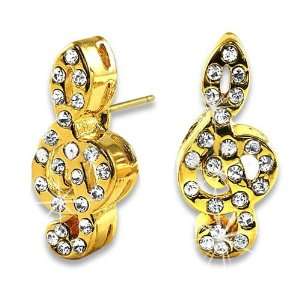  Usher Gold Plated Music Note CZ Stud Earrings Everything 