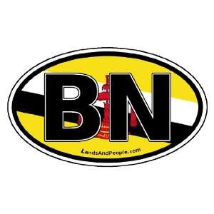  Brunei BN and Bruneian Flag Car Bumper Sticker Decal Oval 