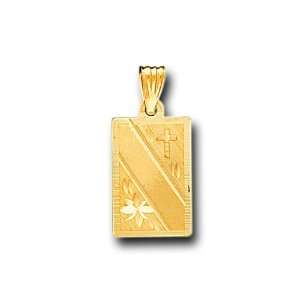   Solid Yellow Gold Dog Tag Cross ID Charm Pendant IceNGold Jewelry