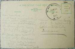  GIRL SCOUT CAMP Postcard USED CIRCULATED 1943 GIRLS SWIMMING  