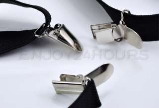 Clip on Adjustable Unisex Suspender Braces Dof BLACK  