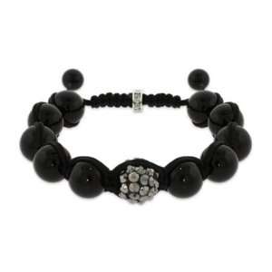 Black Fire Agate With Studded Bead Shamballa Style 