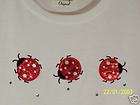 Ladies Size 2XL T Shirt with Loose Winged Embroidered Ladybugs