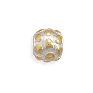   Bead Charm 14K Gold Over Sterling Silver Puffed Dot Pattern Jewelry