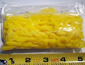 100 YELLOW 2 CURLY GRUBS Trout, CRAPPIE, Bream Lures!  
