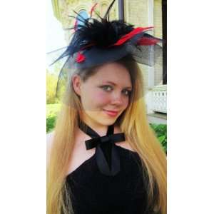  Black with Red Feather Fascinator Hat: Everything Else