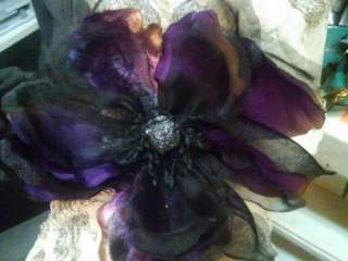 EGGPLANT BLACK VELVET ORGANDY MAGNOLIA LEAVES 1pc  