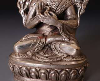 Tibetan Buddhist Silver coherer Tsongkhapa Statue  