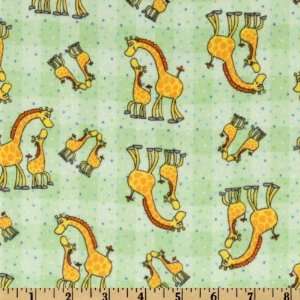   Flannel Giraffes Apple Green Fabric By The Yard: Arts, Crafts & Sewing