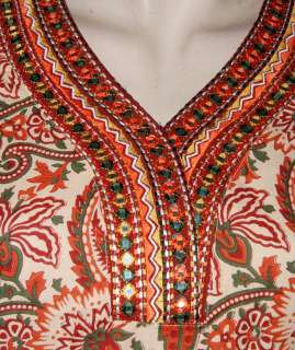 TOP03660 Indian Kurta Top Tunic Kurti Cotton Casual Wear Block Print 