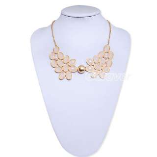 3Colors Fashion Flower Wing Gem Beads Pendant Gold Chain Bib Choker 