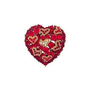   Crystal Ornate Heart Brooch With Vintage Stylings 