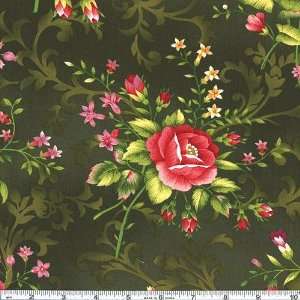   Holiday Floribunda Deep Pine Fabric By The Yard Arts, Crafts & Sewing