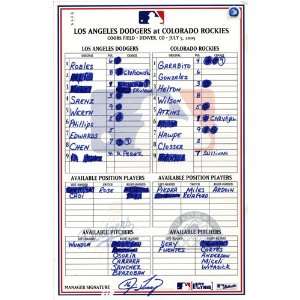   05 2005 Game Used Lineup Card (Jim Tracy Signed): Sports & Outdoors