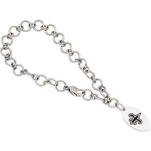   Steel 8 INCHES New Orleans Saints Logo Dangle Bracelet Jewelry