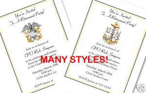 20 Custom Retirement Invitations/Military/Anchor/Navy  