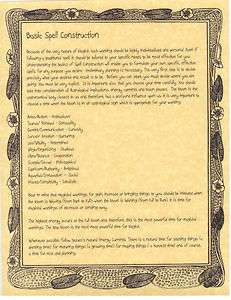 Book of Shadows 3 pages about Basic Spell Construction  