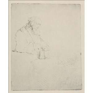  Oil Painting: An Old man Resting his Hands Upon a Book 