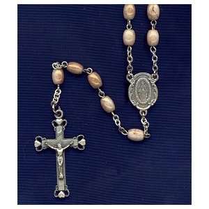  Pewter Rosary With Dusty Rose Glass Beads Arts, Crafts 