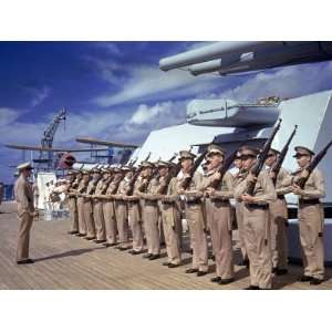  Inspection Aboard Battleship During the Us Navys Pacific 