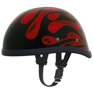   Flames Skull Cap Novelty Motorcycle Half Helmet [2X Large]: Automotive