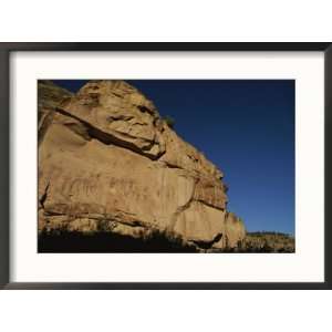  Indian pictographs on a sandstone wall Scenic Framed Art 