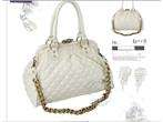 Fashion Womans White PU Leather Handbag Brass Grommet Shoulder Bag 