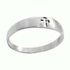 NEW Popular Sterling Silver Cutout Cross Purity Ring  