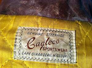 VINTAGE 1940`S CAGLECO MISSOURI STEERHIDE MOTORCYCLE JACKET L REDLIGHT 