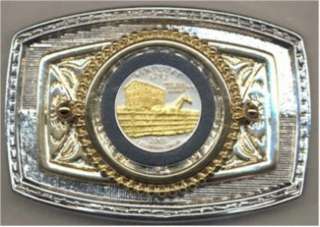 Gold on Silver Kentucky Statehood Commemorative Quarter Belt Buckle 
