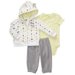   Carters Puppy Paws 3 Piece Microfleece Hooded Cardigan Set: Clothing