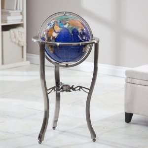  Finley Home Stapleton Blue Lapis Gemstone Globe with Stand 