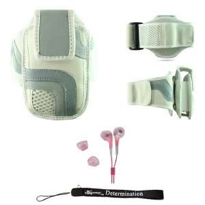  White Adjustable Deluxe Sportband / Workout Armband with Adaptable 