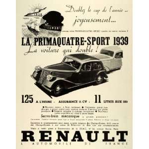  1938 Ad Renault Motor Cars Primaquatre Sport 1939 Model 