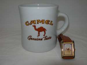Vintage Set~CAMEL CIGARETTES~heavy Coffee Mug & Watch  