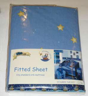 Kidsline Starry Night FITTED CRIB SHEET serendipity blue gold yellow 