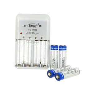 SANGER SG 68003 4 Slot 4 pack 2500mAh AA Ni MH Rechargeable Batteries 