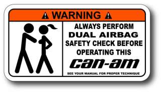 Airbag Check Can Am Sticker Decal Spyder RS RT Roadster  