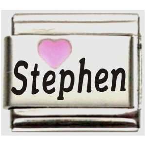  Stephen Pink Heart Laser Name Italian Charm Link Jewelry