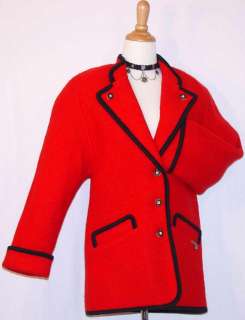 BOILED WOOL RED Women Austria Designer JACKET Coat 12 M  