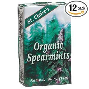 St. Claires Organics, Spearmints, 0.48 Ounce Boxes (Pack of 12 
