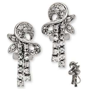   High Quality C.Z. Diamond Sterling Silver Drop Earrings: Jewelry