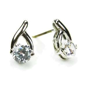  CZ Twist Earrings, Diamond Colored CZs, Post Jewelry