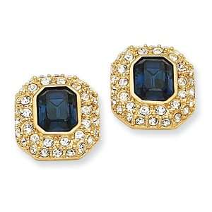   plated Swarovski Crystal Dark Blue Emerald Cut Post Earrings: Jewelry