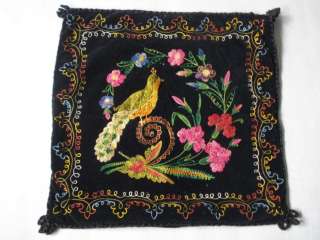 Offered to you is this vintage embroidered velvet square pillow case 